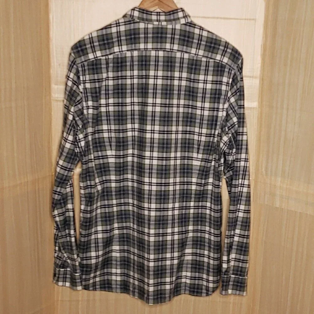 Banana Republic Mens Tailored Slim Fit Green Plaid Button Down XL